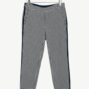 Luisa Cerano White & Navy Check-Jacquard Slim Pants